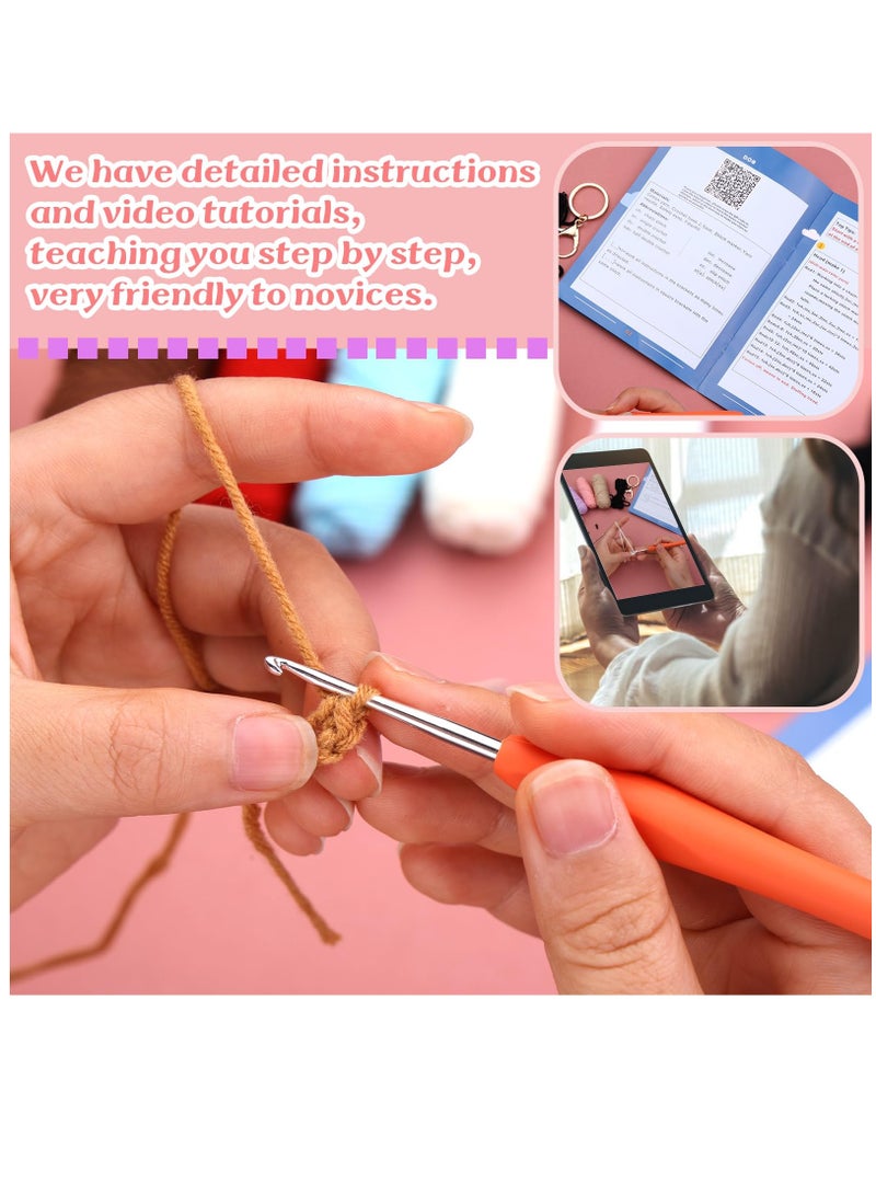 Excefore Crochet Kits for Beginners Adults, Beginner Knitting Kit, Crochet Set for Beginners with Brown Puppy, Crochet Yarn, Storage Bag, Crochet Keychain, Step-by-Step Instructions Video, Brown - Image 3