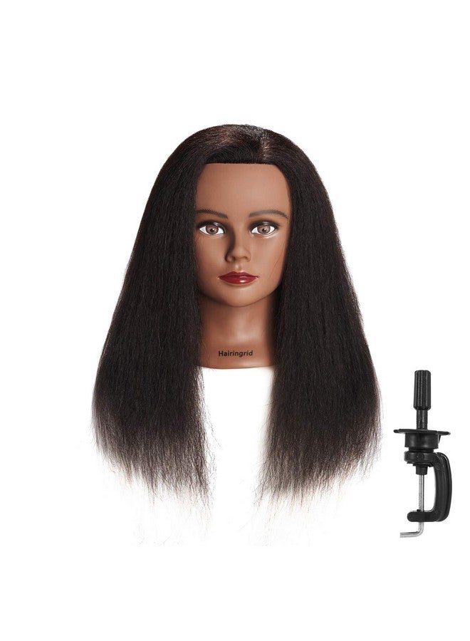 Hairingrid Mannequin Head 16" 100% Real Hair Hairdresser Cosmetology Mannequin Manikin Training Head Hair and Free Clamp Holder (16 Inch) - Image 1