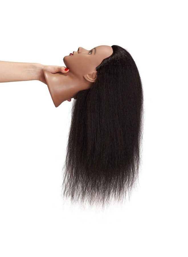 Hairingrid Mannequin Head 16" 100% Real Hair Hairdresser Cosmetology Mannequin Manikin Training Head Hair and Free Clamp Holder (16 Inch) - Image 4