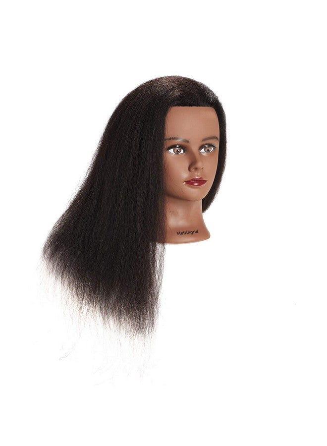 Hairingrid Mannequin Head 16" 100% Real Hair Hairdresser Cosmetology Mannequin Manikin Training Head Hair and Free Clamp Holder (16 Inch) - Image 2