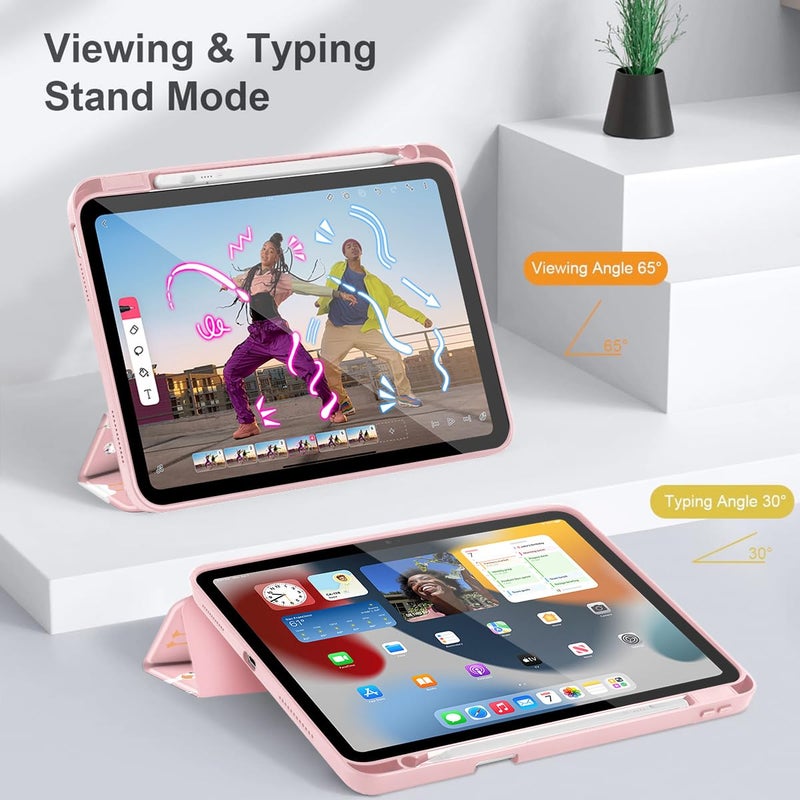 May Chen for iPad (A16) 11th Generation Case 11 Inch 2025, iPad 10th Gen Case 2022 10.9 inch, Built-in Pencil Holder with Shockproof Cover Clear Transparent Back Shell Auto Wake/Sleep, Goose Flower - Image 5