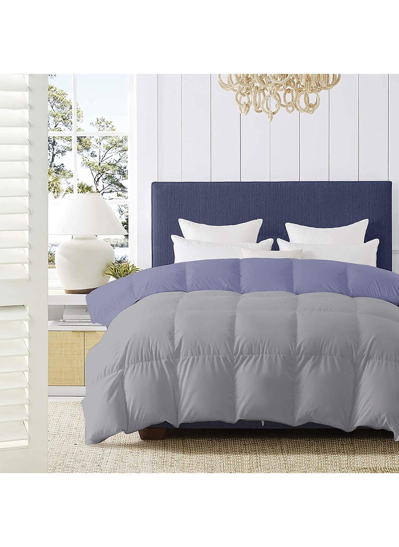 Indian Kingdom Indian Kingdom 500 GSM Winter Proof Comforter Premium Collection Quilted Revesible Comforter 90 x 90 Inches228cm x 228cm Queen Size ComforterSilverMedium Blue  - Image 2