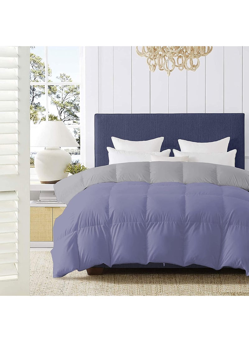Indian Kingdom Indian Kingdom 500 GSM Winter Proof Comforter Premium Collection Quilted Revesible Comforter 90 x 90 Inches228cm x 228cm Queen Size ComforterSilverMedium Blue  - Image 1