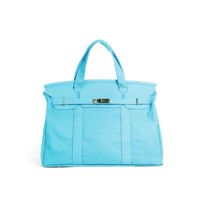 Canvas Tote Bag, Sky Blue, Large Capacity - Image 1