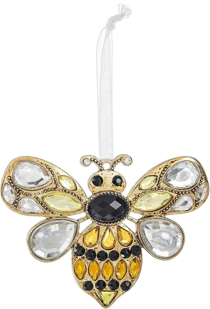 Sweet Bee Sunshine Yellow 3 x 2 Acrylic and Zinc Decorative Hanging Ornament
