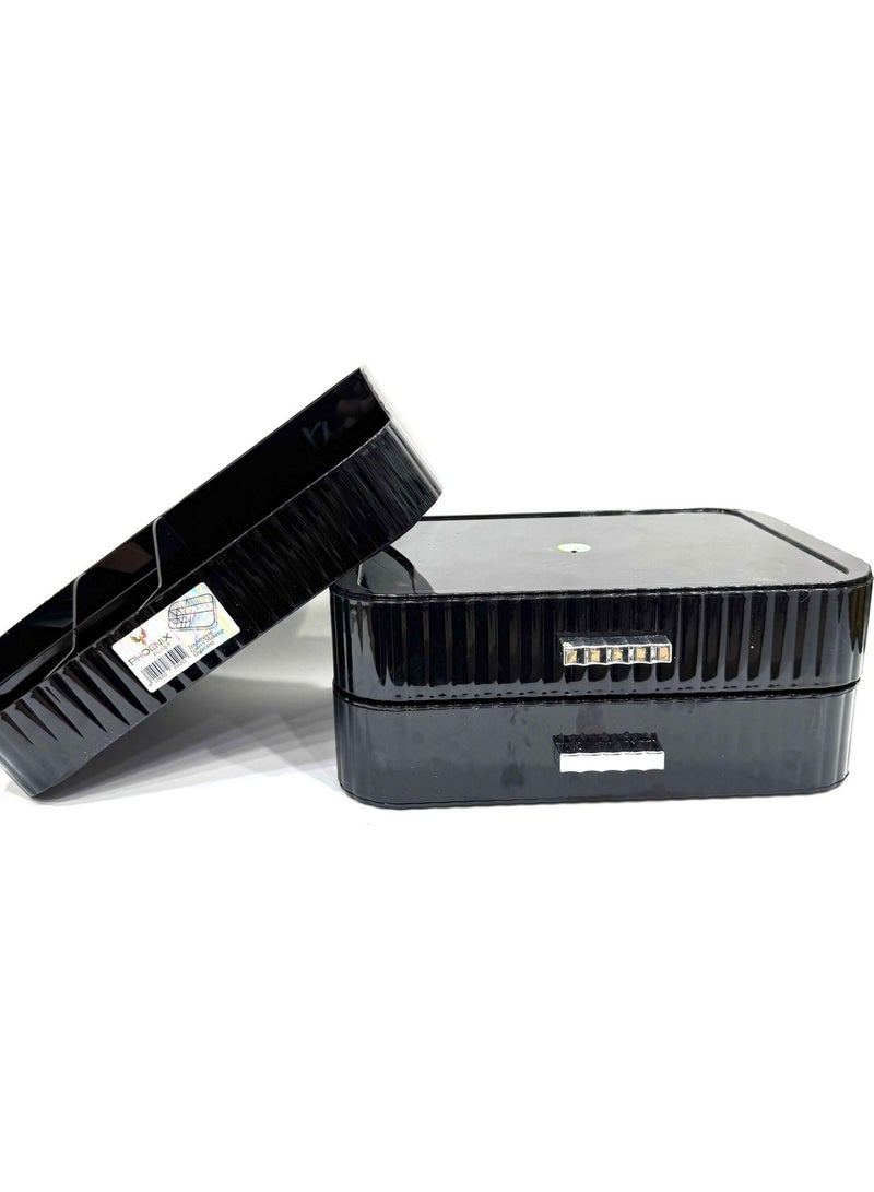 فينيكس منظم مكياج اكريليك بأدراج قابلة للتكديس، وحدة تخزين لسطح المكتب ودولاب الملابس لحفظ مستحضرات التجميل ومنتجات العناية بالبشرة وأحمر الشفاه ، صينية ودرجين - Image 3