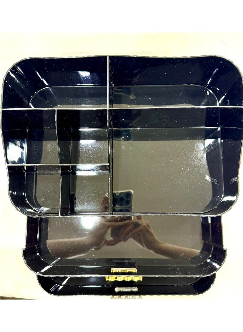 فينيكس منظم مكياج اكريليك بأدراج قابلة للتكديس، وحدة تخزين لسطح المكتب ودولاب الملابس لحفظ مستحضرات التجميل ومنتجات العناية بالبشرة وأحمر الشفاه ، صينية ودرجين - Image 5