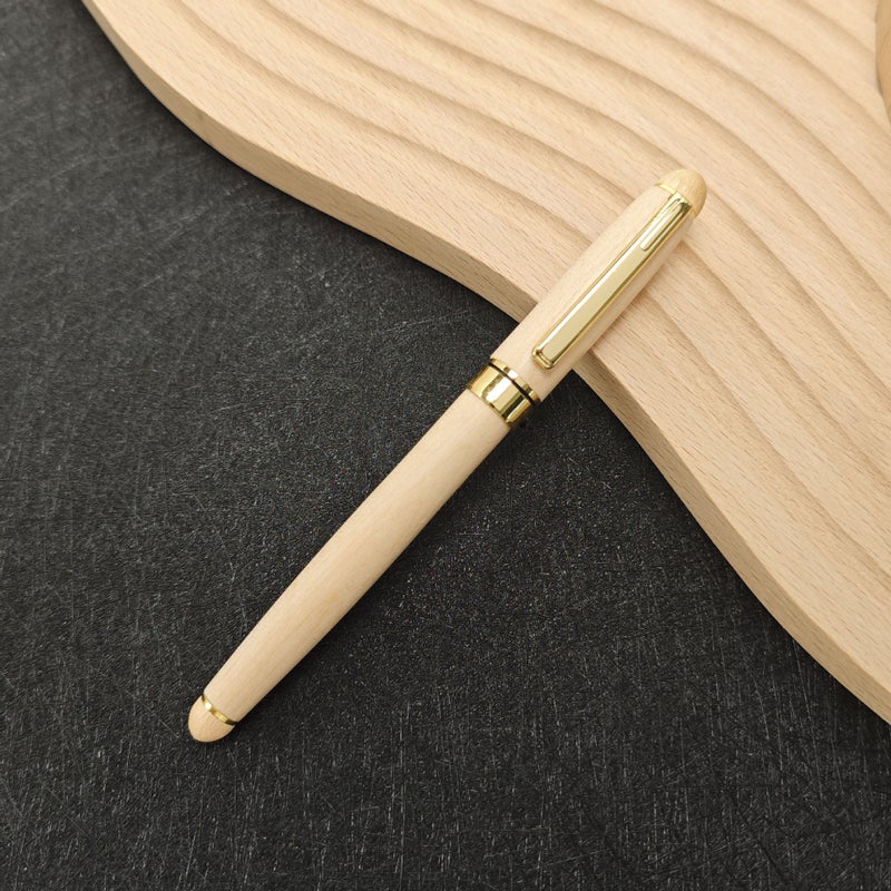 Generic Factory Wooden Bamboo Pen suit Wholesale Ballpoint Pen Signature Pen Wenchuang Gift suit logo Engraving Pen Maple pen (bright tip) 