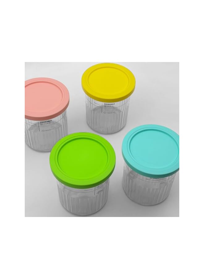 Green Tiger for Ninja CREAMi Deluxe Tubs 4 Pack with Color Lids, Replacement Pint Containers Pots for Ninja Creamy NC501UK NC501 NC500 Series Ice Cream Maker, erorex-Free & Dishwasher Safe (Blue/Pink/Lime/Yellow) - Image 3
