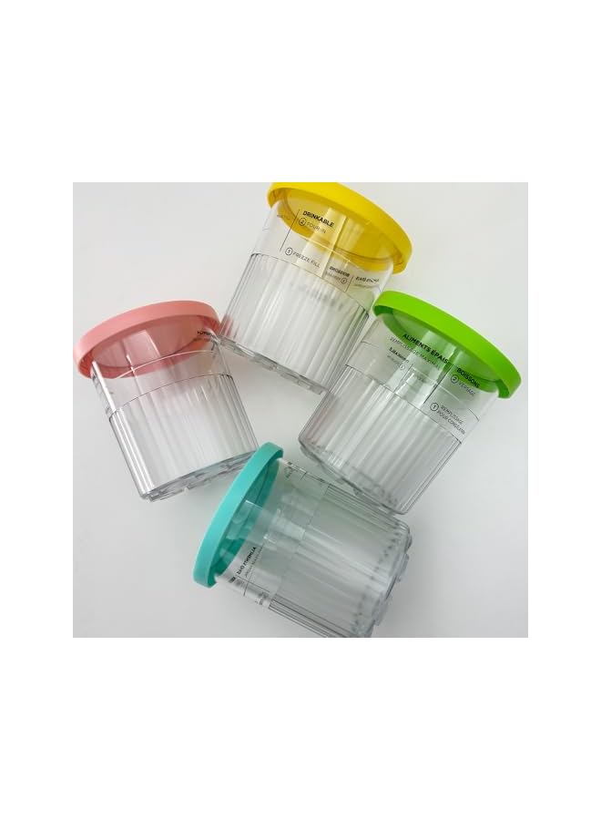 Green Tiger for Ninja CREAMi Deluxe Tubs 4 Pack with Color Lids, Replacement Pint Containers Pots for Ninja Creamy NC501UK NC501 NC500 Series Ice Cream Maker, erorex-Free & Dishwasher Safe (Blue/Pink/Lime/Yellow) - Image 2