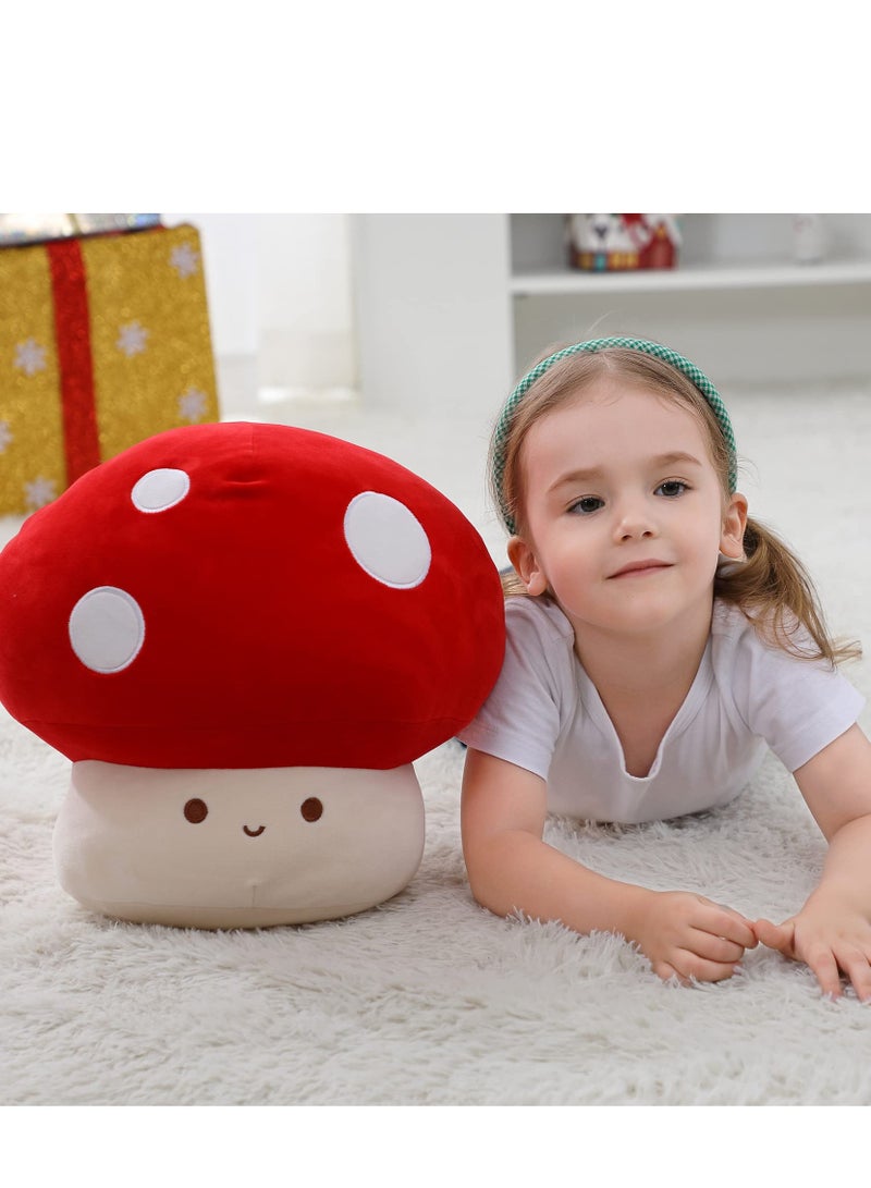 SYOSI Mushroom Plush Toy for Beds and Sofas, Cute Kawaii Squishy Doll Stuffed Hugging Pillows Gift for Girls Kids Women Decor , Plushie Toys for Kids Home Decor  (Red,9inch) - Image 5