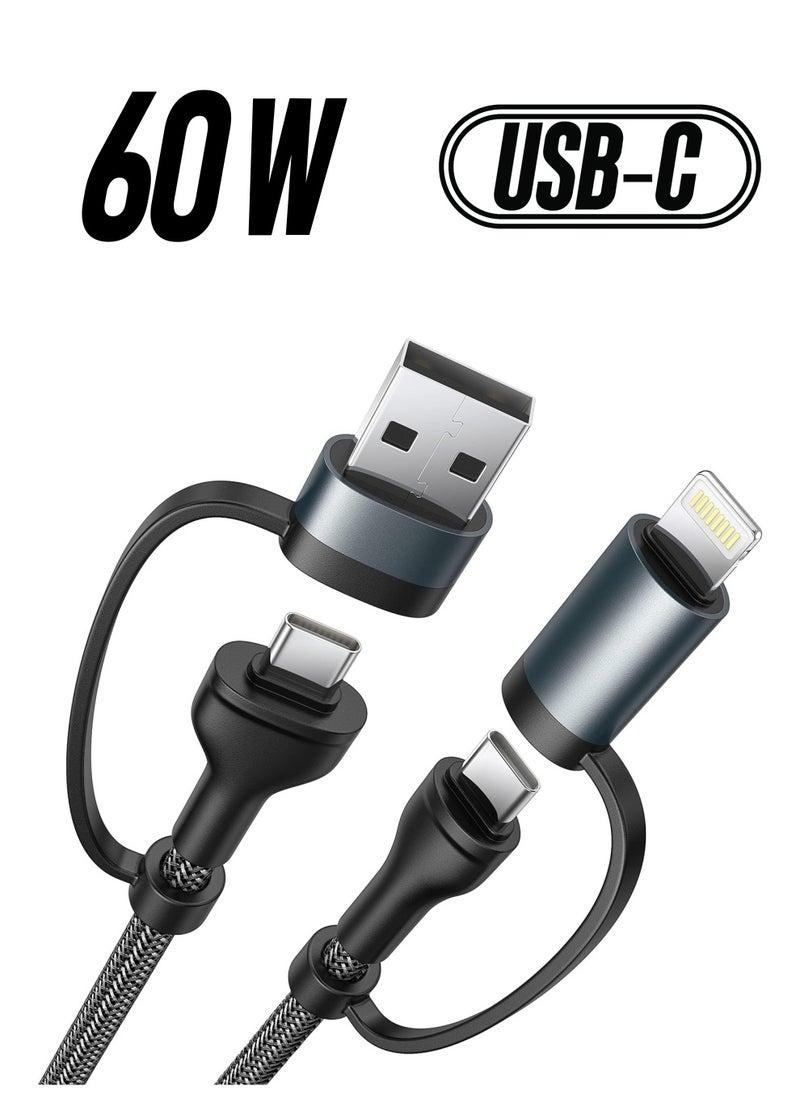 KASTWAVE - USB C Lightning Adapter Cable, USB C to USB C Adapter 60W PD [Fast Charging & Data Sync] 4 in 1 Multi Charger Cord for iPhone 14 13 12,MacBook Pro 2023 iPad Mini 6/Pro,Samsung Galaxy S22 S21 S20 - Image 1