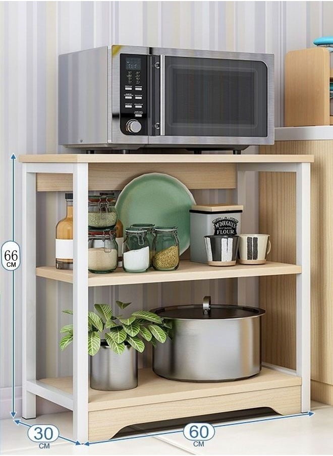 NKX 3 Layer Kitchen Shelf Wooden Microwave Oven Storage Rack  - Image 1