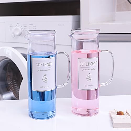 KitHero Laundry Detergent Dispenser Set with Labels and Handle for Laundry Room Organization and Storage- Easy Pour 2 Pack 50 oz Liquid Laundry Containers for Laundry Room Decor, Farmhouse Decor - Image 1