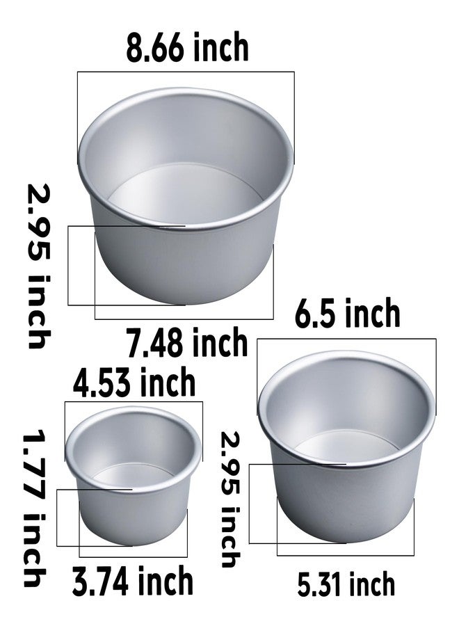 esahpss Cake Pan With Removable Or Solid Bottom, Nonstick Qi Feng Cake Mold,Aluminum Alloy, Thickened, For Bakery Or Home Use, Round Baking Mold, Sold In Sets Of 3,Sizes 4/6/8 Inches - Image 2
