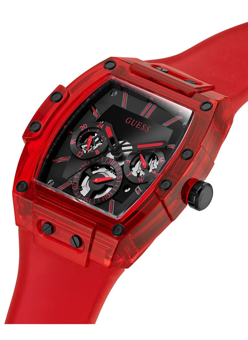 GUESS ساعة يد رجالية من السيليكون بعقارب دائرية الشكل GW0203G5 - 43 ملم  - Image 2