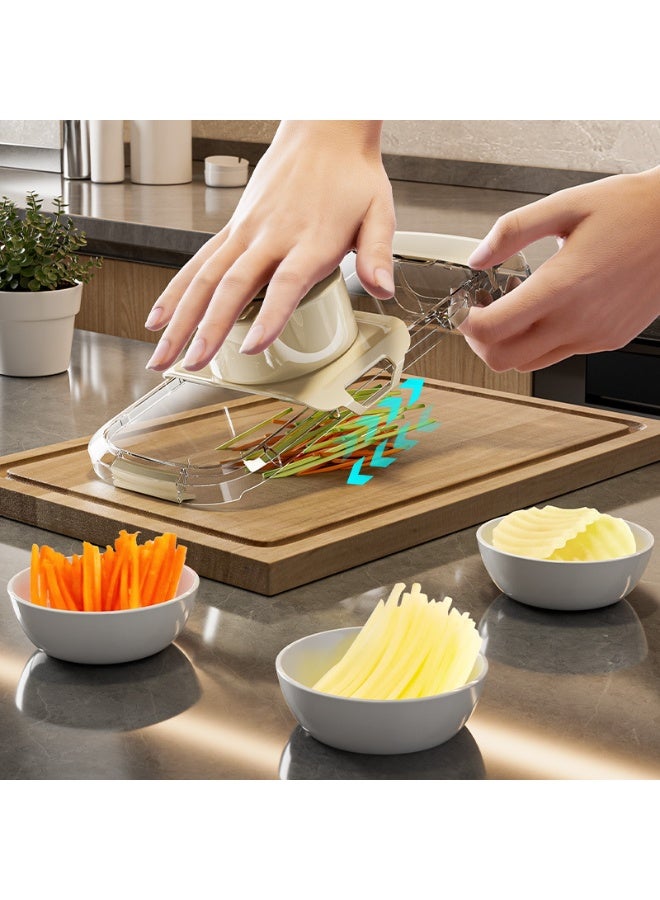 HOMESTAR 5-Blade Professional Vegetable Cutter - Multi-Functional Mandoline Slicer & Potato Carrot Grater | Premium PET+PP+Stainless Steel Construction | Includes Safety Hand Guard & Draining Basket | Perfect For Julienne, Slicing & Grating Vegetables - Image 1