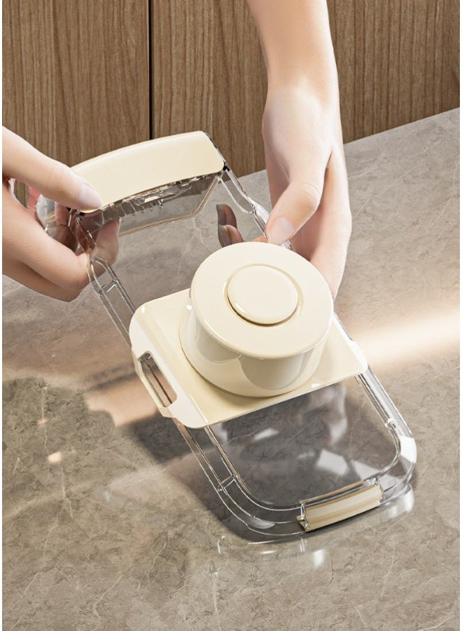 HOMESTAR 5-Blade Professional Vegetable Cutter - Multi-Functional Mandoline Slicer & Potato Carrot Grater | Premium PET+PP+Stainless Steel Construction | Includes Safety Hand Guard & Draining Basket | Perfect For Julienne, Slicing & Grating Vegetables - Image 5