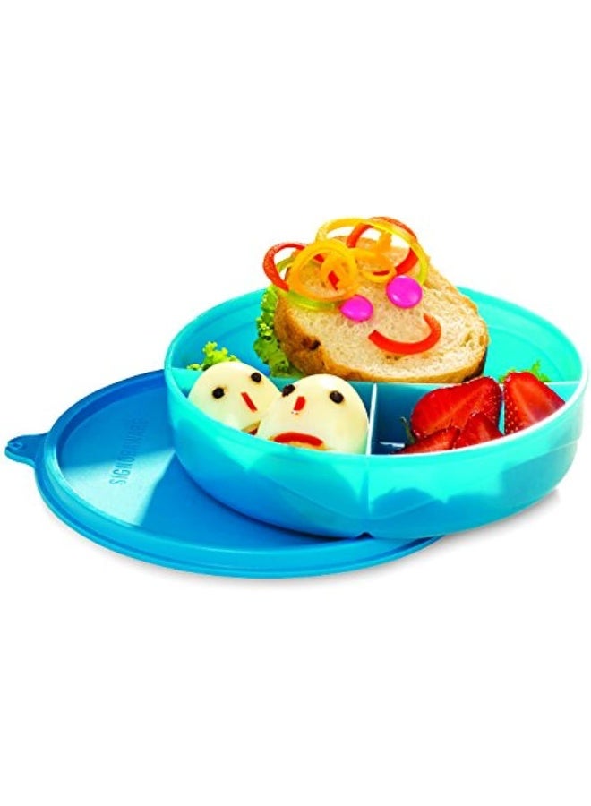 Signoraware صندوق غداء صغير بلاستيكي من سيغنوروير للأطفال مع 3 أقسام، أزرق، 550 مل - Image 1