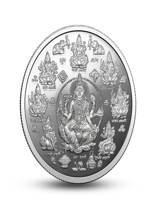 Silviya BIS Hallmarked Ashta Lakshmi Yantra 999 Pure Silver Coin (20 Gram) Round Shape: Puja Gift - Diwali Blessing - Prosperity & Abundance - Religious Coin - Image 2