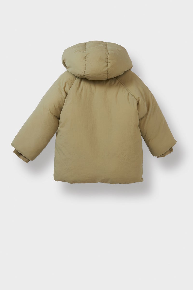 DeFacto Green BabyGirl Baby Girl Hooded Snap Zip-Up Puffer Jacket Casual - Image 3