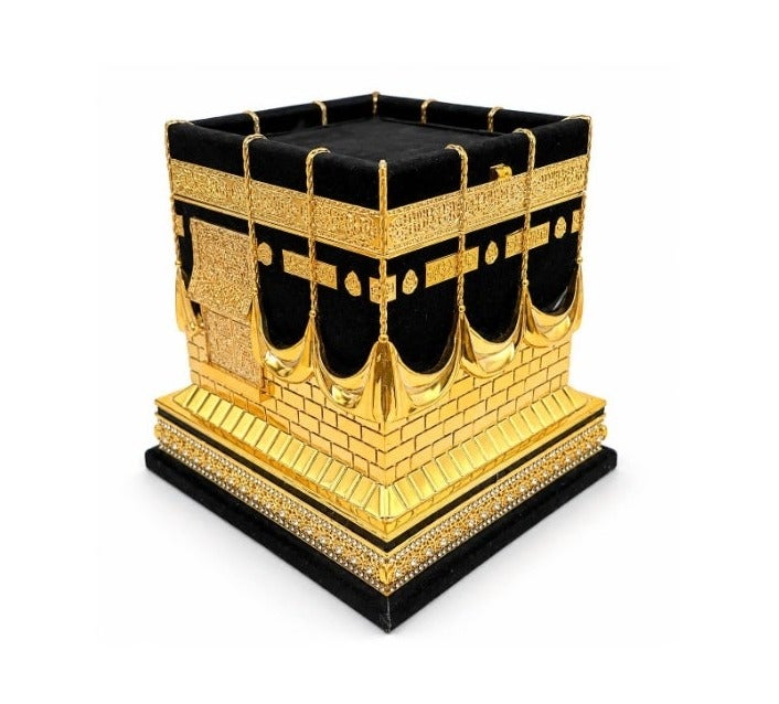 تحفة مجسم الكعبة الإسلامية، تمثال ديكوري فاخر ذهبي وأسود للمنزل والمكتب - Image 2