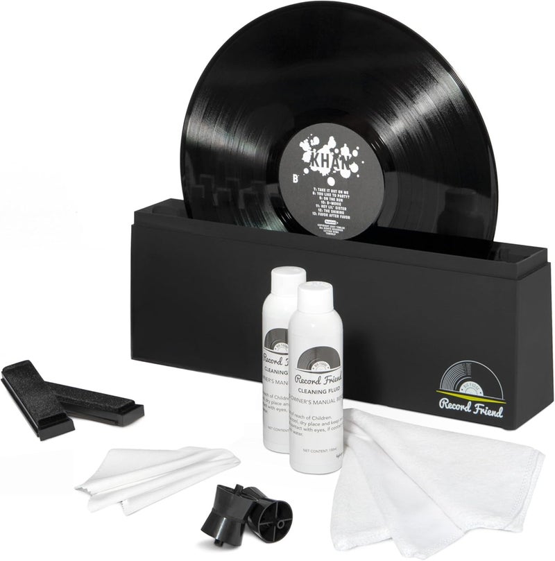 BIG FUDGE Vinyl Record Cleaning Kit for Vinyl Records - Includes Cleaning Machine & Vinyl Record Cleaning Care Solution - Microfiber Cloth & Rack for Record Player Accessories - Image 1