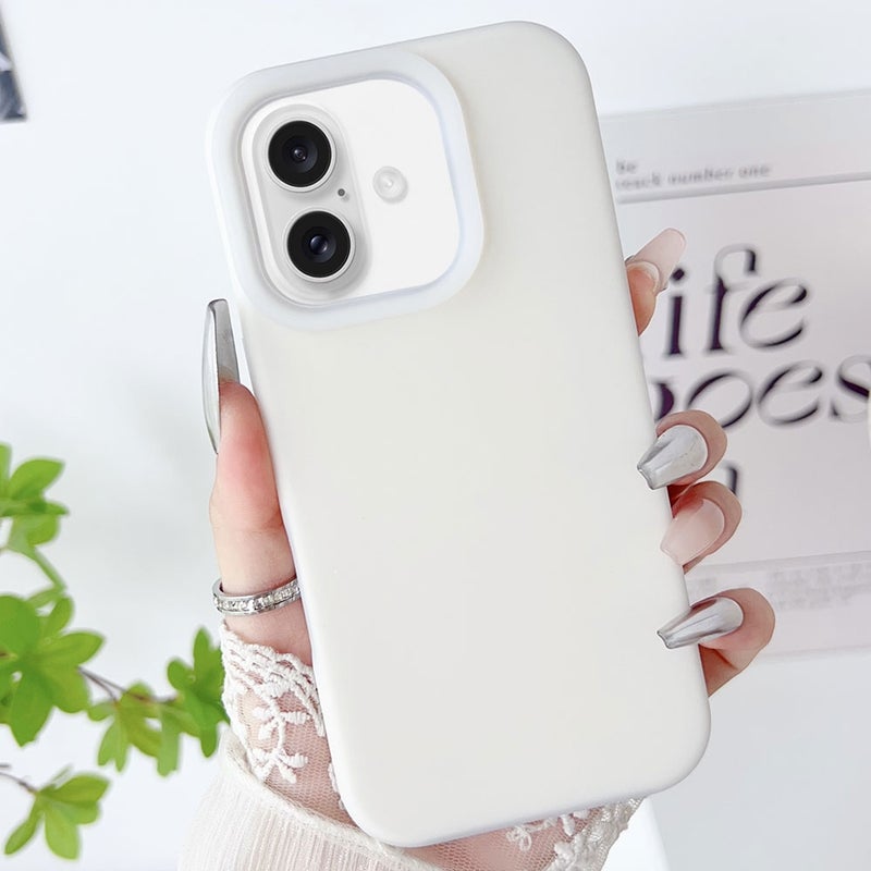 HuHa Protective Cover For iPhone 16 PC Hybrid Liquid Silicone Jelly Phone Case(White) - Image 1
