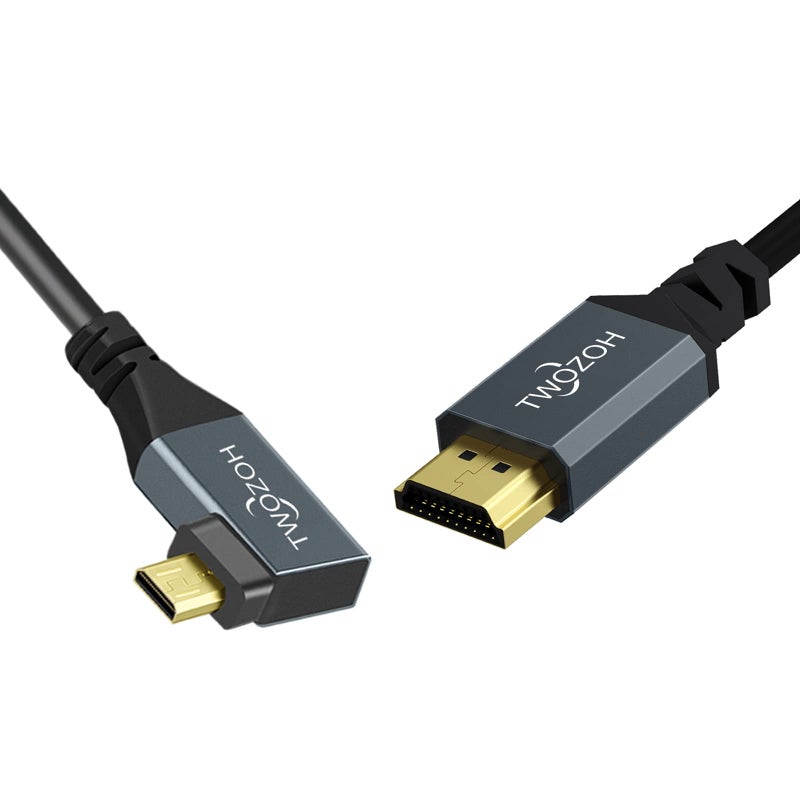 Twozoh Left Angled Coiled Micro HDMI to HDMI Cable, Micro HDMI to HDMI Coiled Cable 90Â°Degree Stretched Length 30cm to 150cm - Supports 3D/4K 1080p(5FT) - Image 4