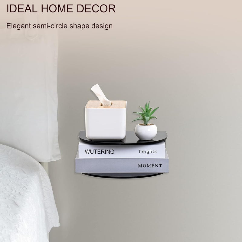 HMYHUM Acrylic Floating Nightstand, Wall Mounted Bedside Table for Bedroom, Hanging, 8 lbs Load, 10.5" L x 10"W x 4" H, Black - Image 4