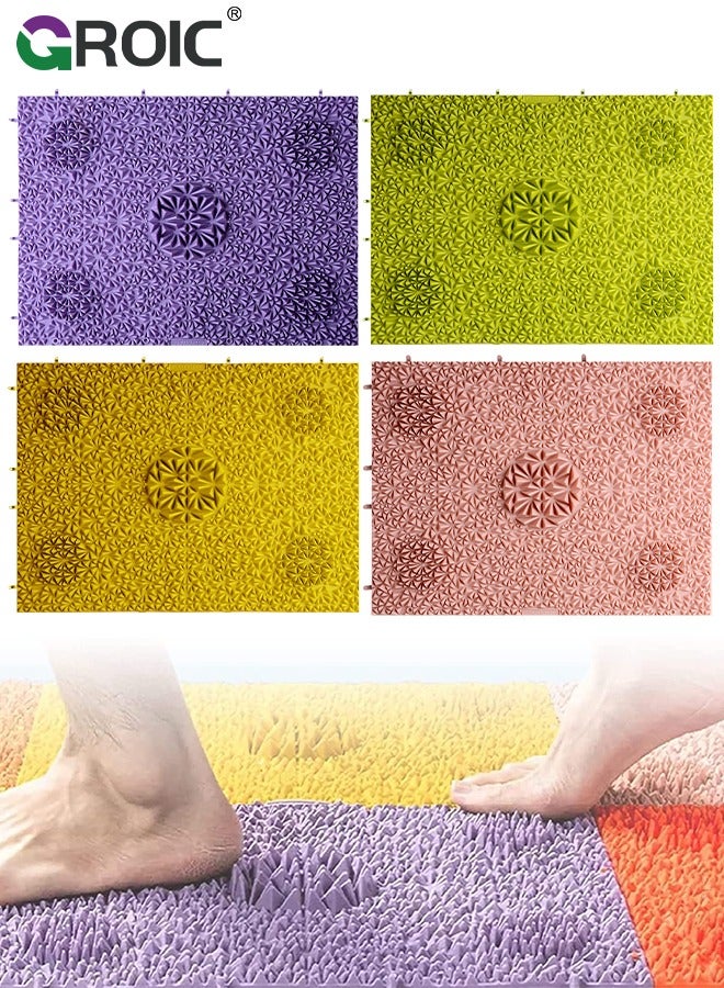 GROIC 4 Pcs Foot Massage Mats, Feet Massage Pad Anti Slip Outdoor Massage Mat, Reflexology Walk Massage Mat Multifunctional Relaxing Pressure Leg Pain Tool for Massager Health Care - Image 1