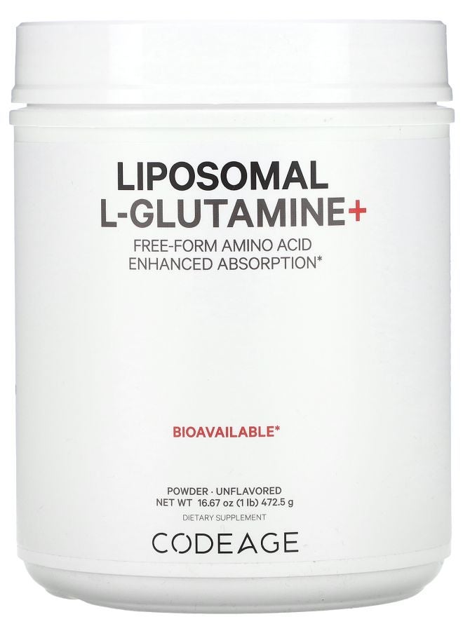 Codeage Liposomal L-Glutamine+ Powder Free-Form Amino Acid Enhanced Absorption Unflavored 1 lb (472.5 g)