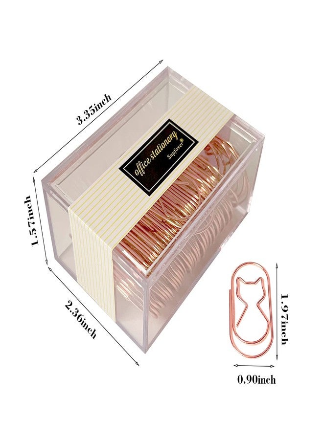Supfoxer Large Paper Clips ，Jumbo Cat Paper Clips, Big Rose Gold 2 inch Decorative Fat 50pcs 50mm Wide Non Skid Smooth Finish Steel Wire Bookmark Cute Office School Supplies - Image 2