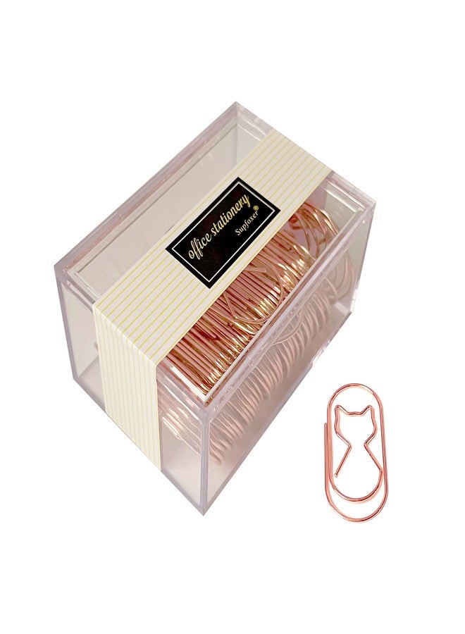 Supfoxer Large Paper Clips ，Jumbo Cat Paper Clips, Big Rose Gold 2 inch Decorative Fat 50pcs 50mm Wide Non Skid Smooth Finish Steel Wire Bookmark Cute Office School Supplies - Image 1