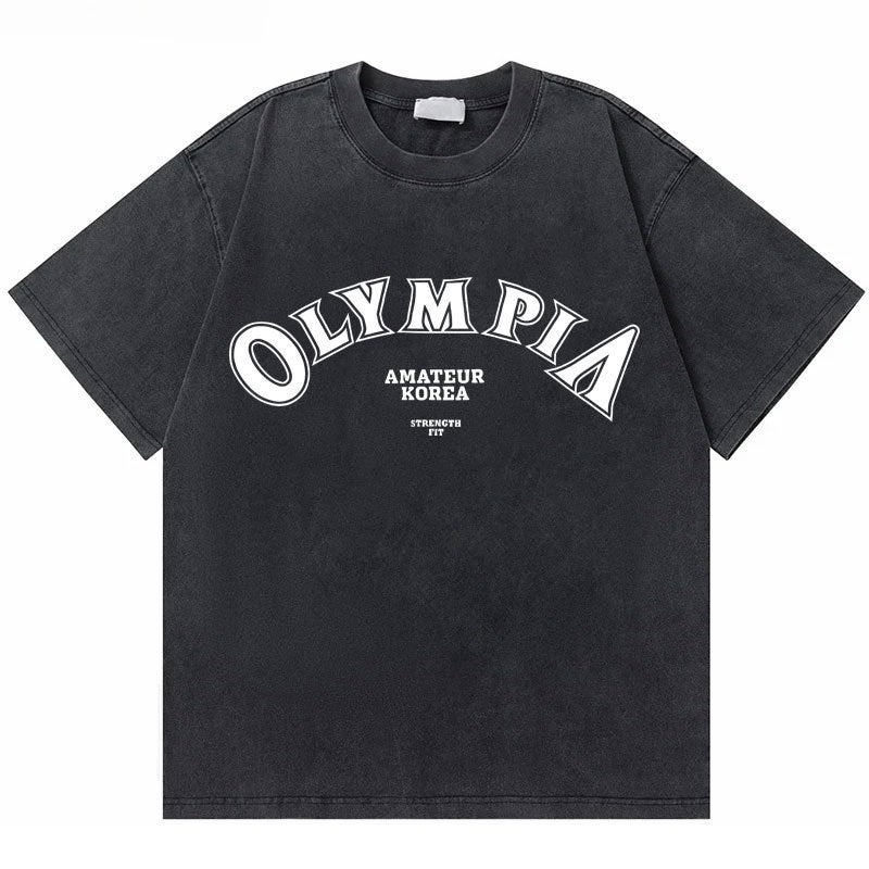 Washed Vintage Olympia Amateur Korea Double Sided Print T-Sh - Image 4