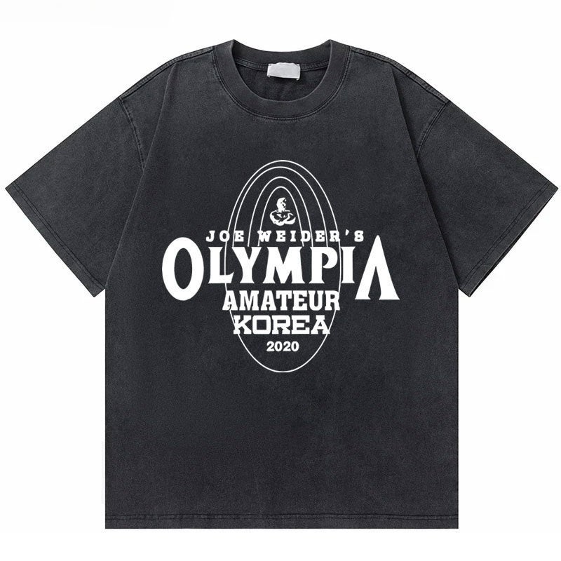 Washed Vintage Olympia Amateur Korea Double Sided Print T-Sh - Image 5