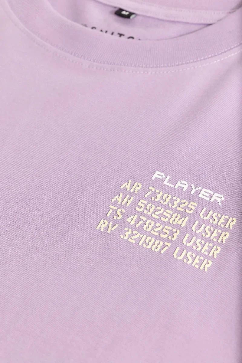 SNITCH Purple Graphic Elbow Length Sleeve Oversized Casual T-Shirt