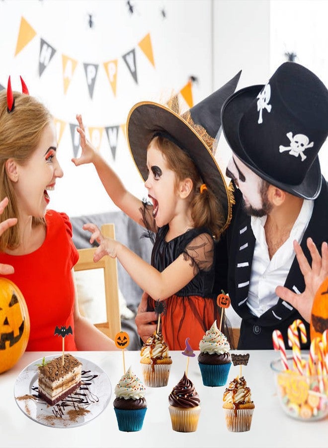 Jocomoni 70Pcs Halloween Cocktail Picks, Pumpkin Spider Bat Ghost Bamboo Toothpicks Cocktail Sticks for Appetizers Fruit Food Drink Cake Halloween Party Decoration - Image 5