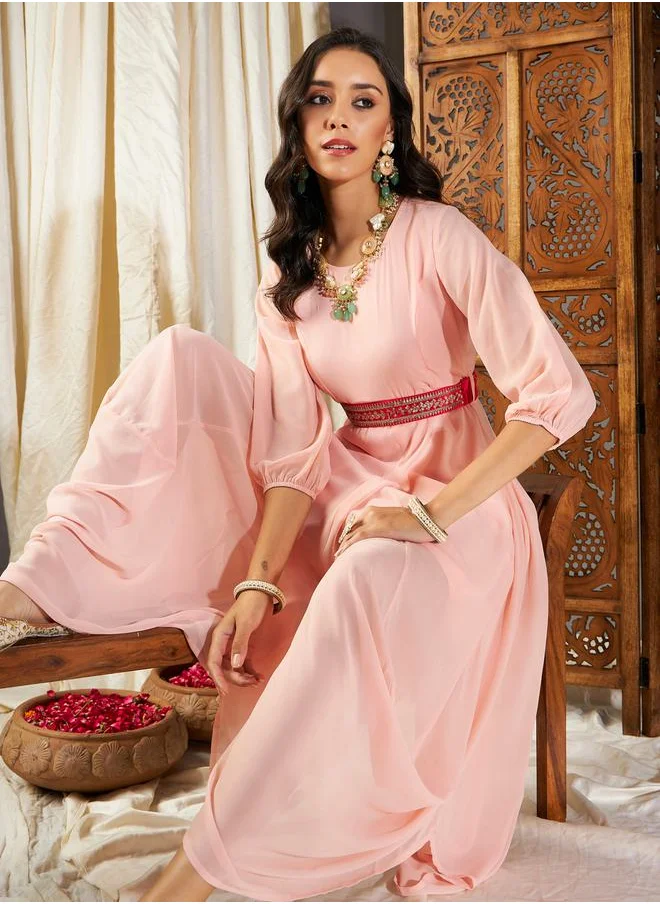 SASSAFRAS Embroidered Belt Dhoti Dress by Styli