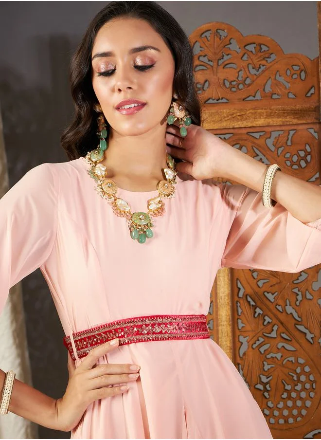 SASSAFRAS Embroidered Belt Dhoti Dress by Styli