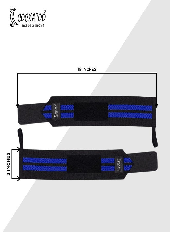 Cockatoo Cocaktoo Eco-Trust Wrist Wraps| Wrist Supporter for Gym|Wrist Band for Men Gym & Women with Thumb, Length-18 Inch Width- 3 Inch (Blue) - Image 1