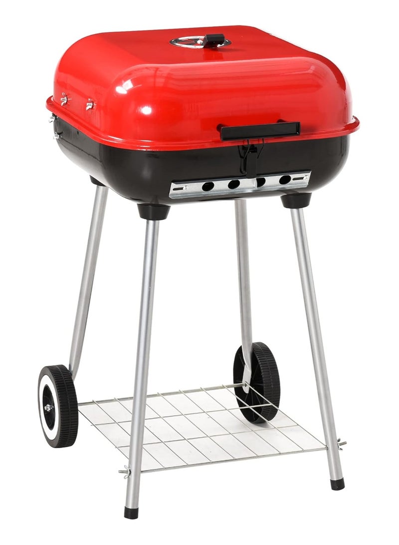 DubaiGallery Portable BBQ Stand Set with Lid, Grill & Wheels – Lightweight Charcoal Barbecue Grill with Lid, Easy to Assemble Indoor and Outdoor Grill Perfect for Camping & Tailgating  - Image 3