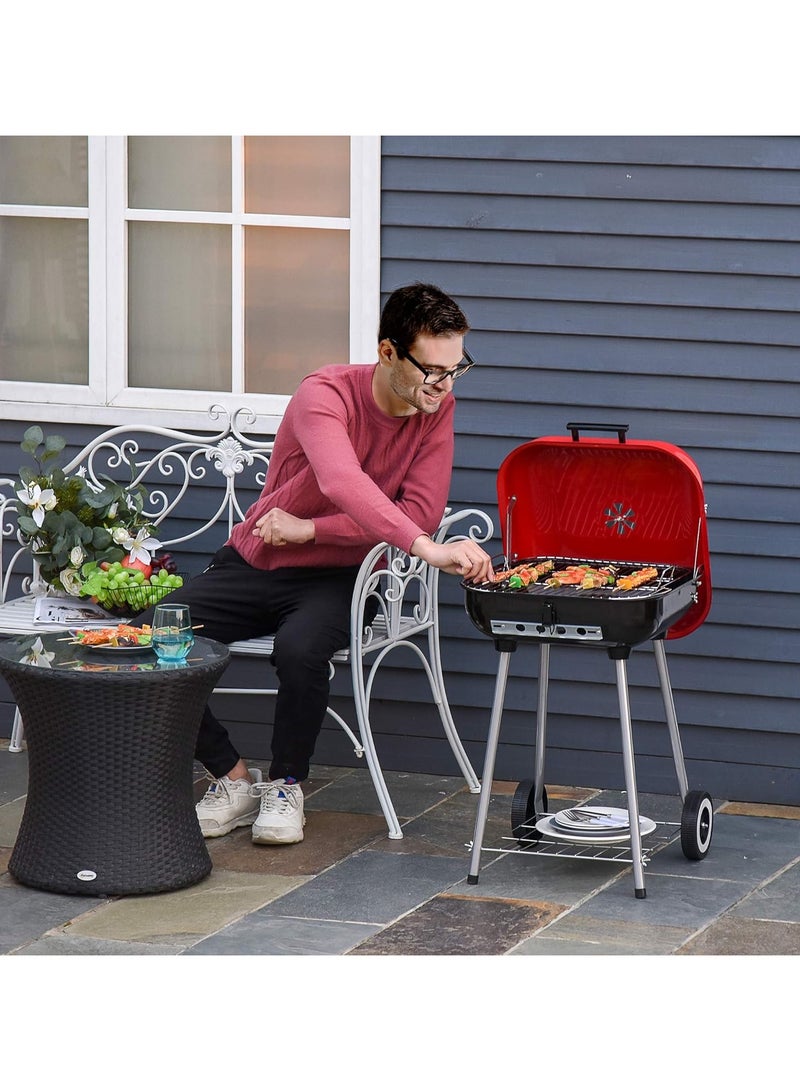 DubaiGallery Portable BBQ Stand Set with Lid, Grill & Wheels – Lightweight Charcoal Barbecue Grill with Lid, Easy to Assemble Indoor and Outdoor Grill Perfect for Camping & Tailgating  - Image 4