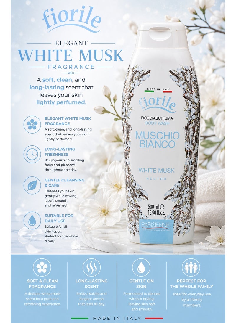 Fiorile Body Wash White Musk 500ML | Nourishing & Moisturizing Shower Gel | Maintain Soft & Smooth Skin | Daily Use Body Cleanser - Image 2
