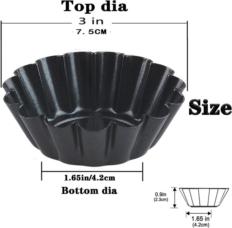 Xstronq Egg Tart Molds 12PCS Tart Pan 3inch, Mini Carbon Steel Non Stick Tart Pans, Tart Molds For Baking (3 inch) - Image 2