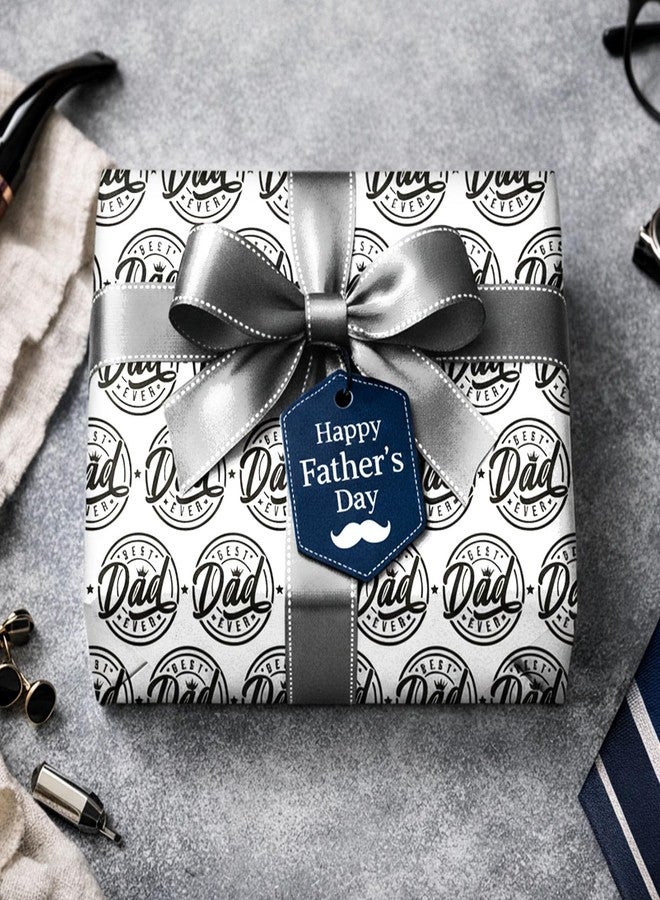 Yarcony لفة ورق تغليف هدايا عيد الأب من ياركوني - 17 بوصة × 16.5 قدم، تصميم بسيط "أفضل أب على الإطلاق" - ورق تغليف هدايا أسود لعيد ميلاد الأب، عيد الأب، التهنئة، والمفاجآت اليومية - Image 5
