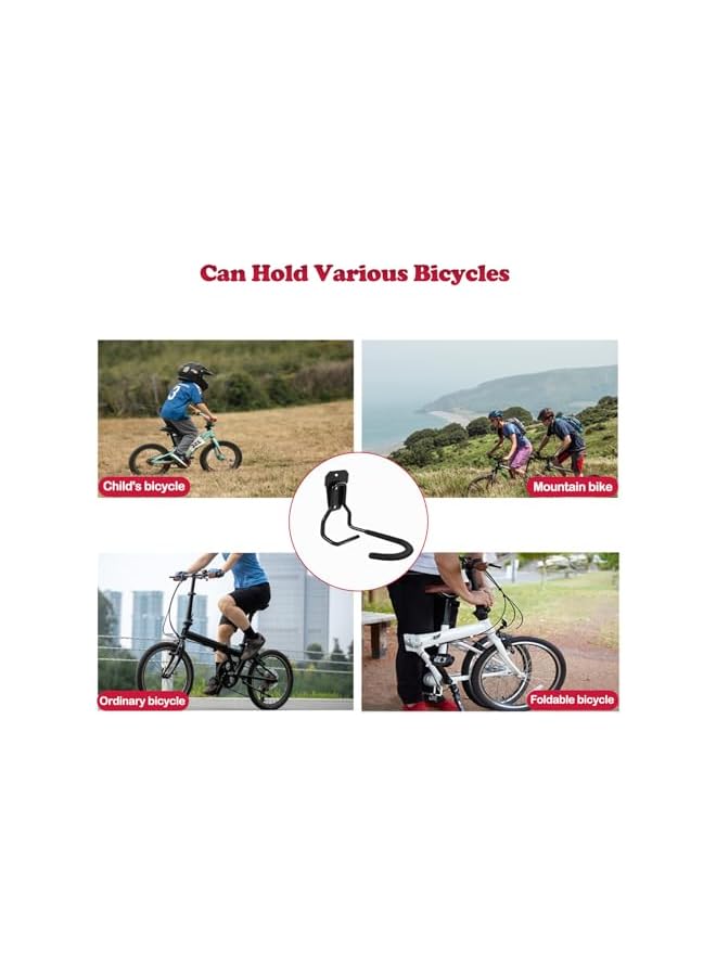 S-TOP Bike Wall Hanger, Garage Bike Wall-mounted Storage Rack Bicycle Display Stand, Space-saving Vertical Bike Hanger - Image 4