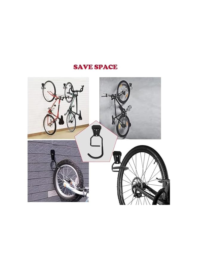 S-TOP Bike Wall Hanger, Garage Bike Wall-mounted Storage Rack Bicycle Display Stand, Space-saving Vertical Bike Hanger - Image 2