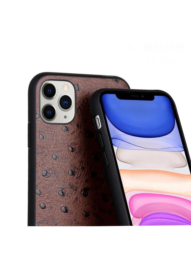 اس-توب جراب لهاتف iPhone 11 مصنوع من جلد النعام الأصلي وغطاء واقٍ - Image 3