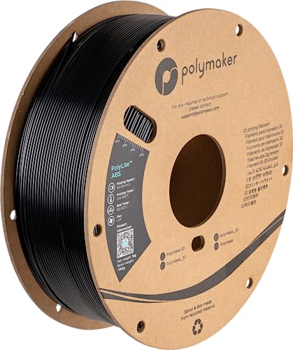 Polymaker ABS Filament 1.75mm Black 3D Printer Filament 1.75mm Heat Resistant 1kg - PolyLite ABS 3D Printing Filament 1.75mm, Strong & Durable, Dimensional Accuracy +/- 0.03mm - Image 1